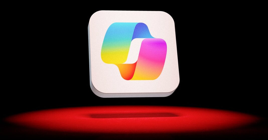 Colorful abstract app icon spotlighted against dark background.