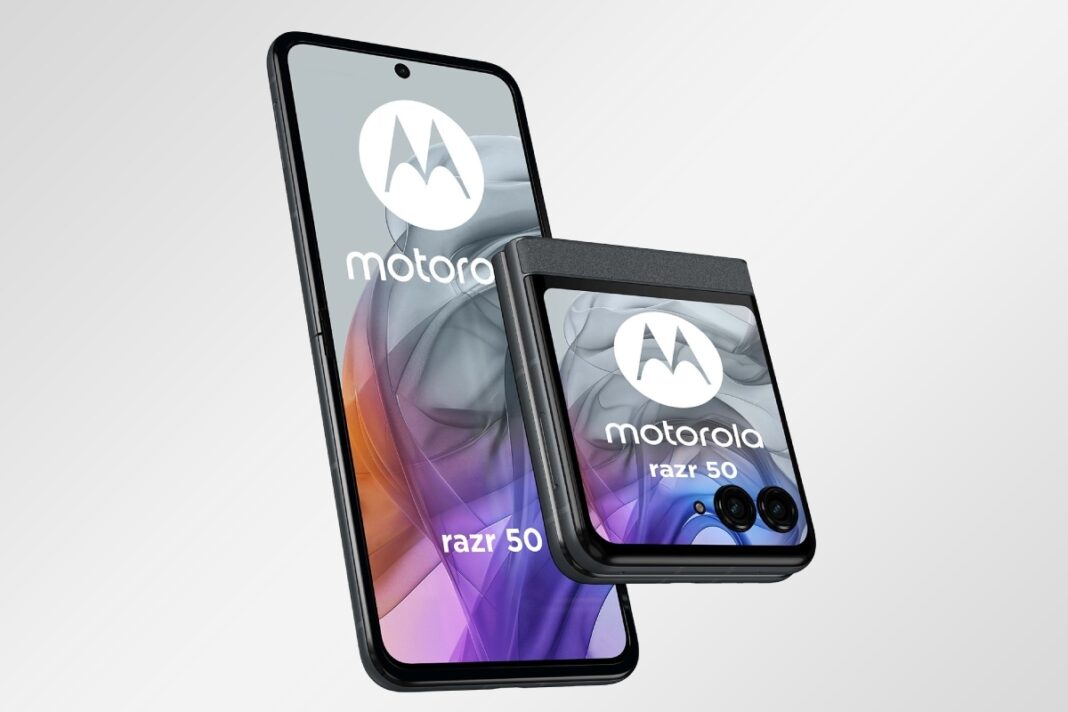 Motorola Razr 5G smartphones displayed open and folded.