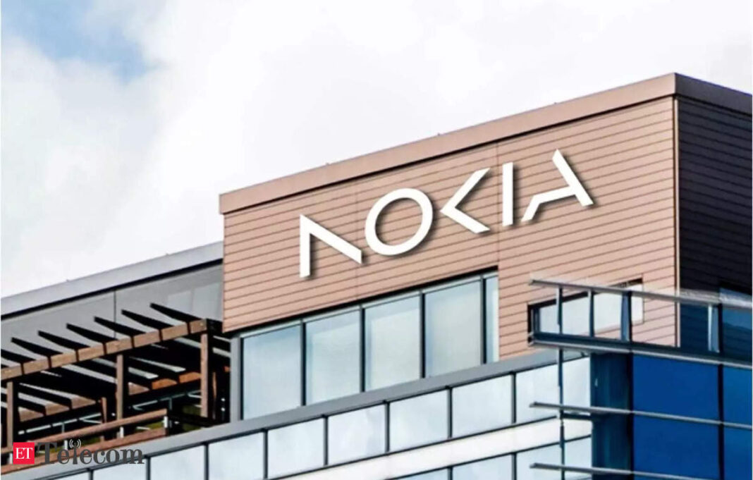 Nokia corporate building sign against sky