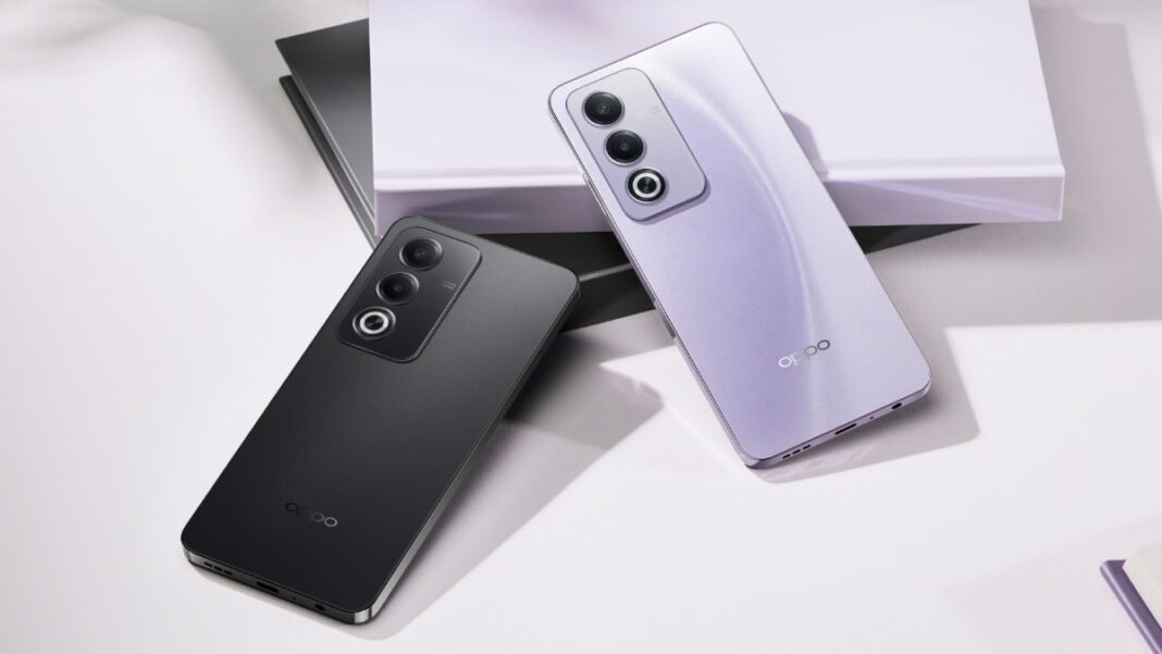 Two new smartphones, black and lilac, elegant design.