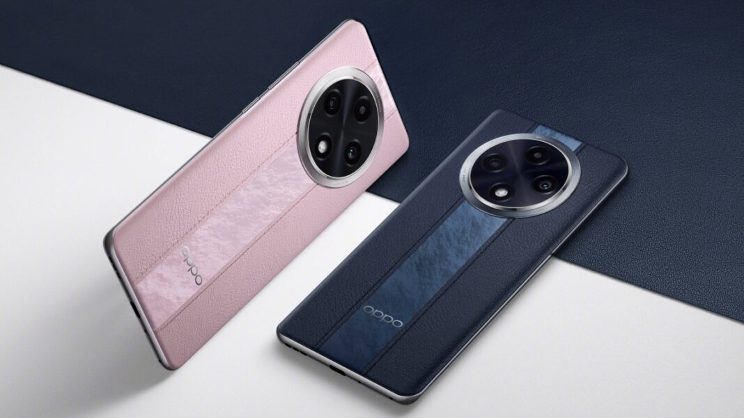 Pink and blue smartphones with triple cameras.
