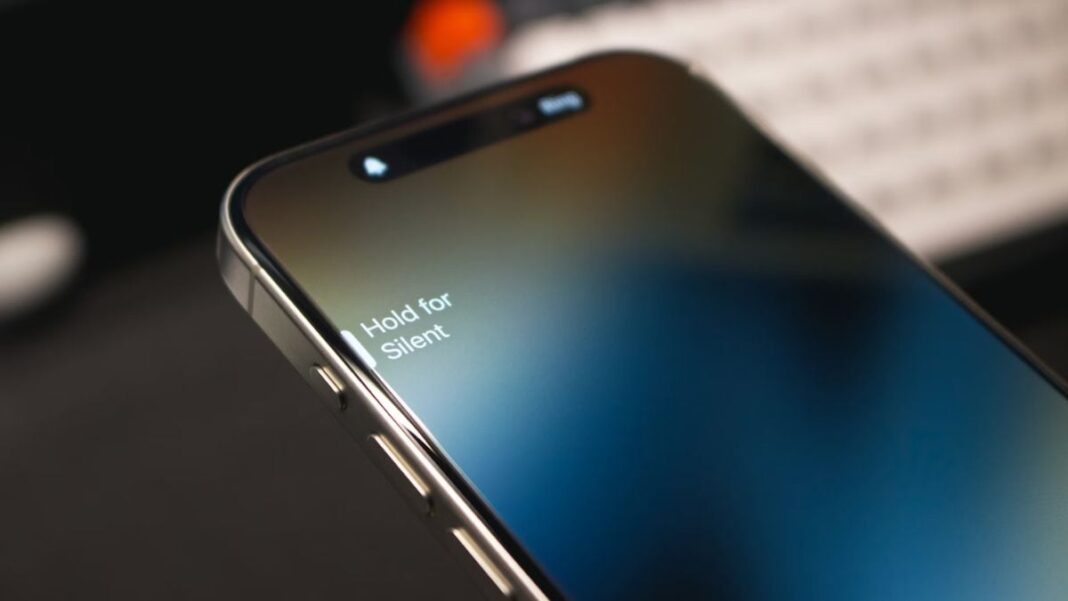 Smartphone's silent mode notification on screen.
