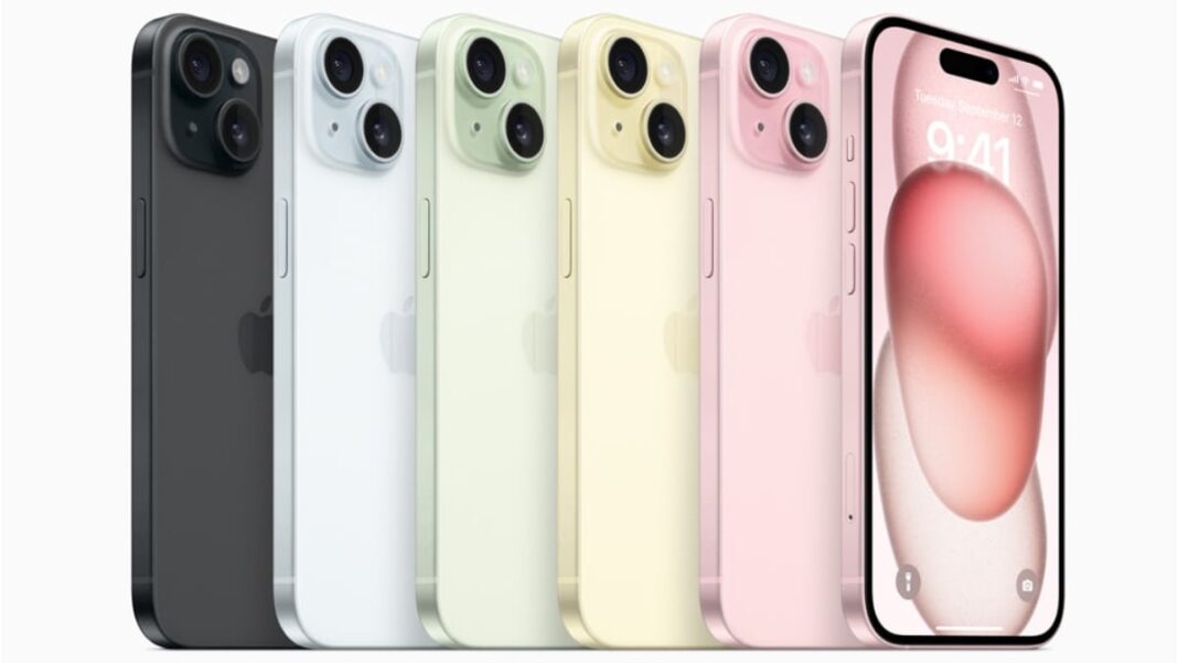 Colorful smartphones lineup displaying camera design.
