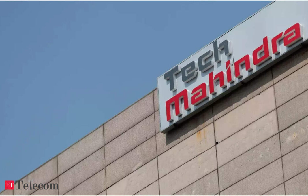 Tech Mahindra company sign on building facade