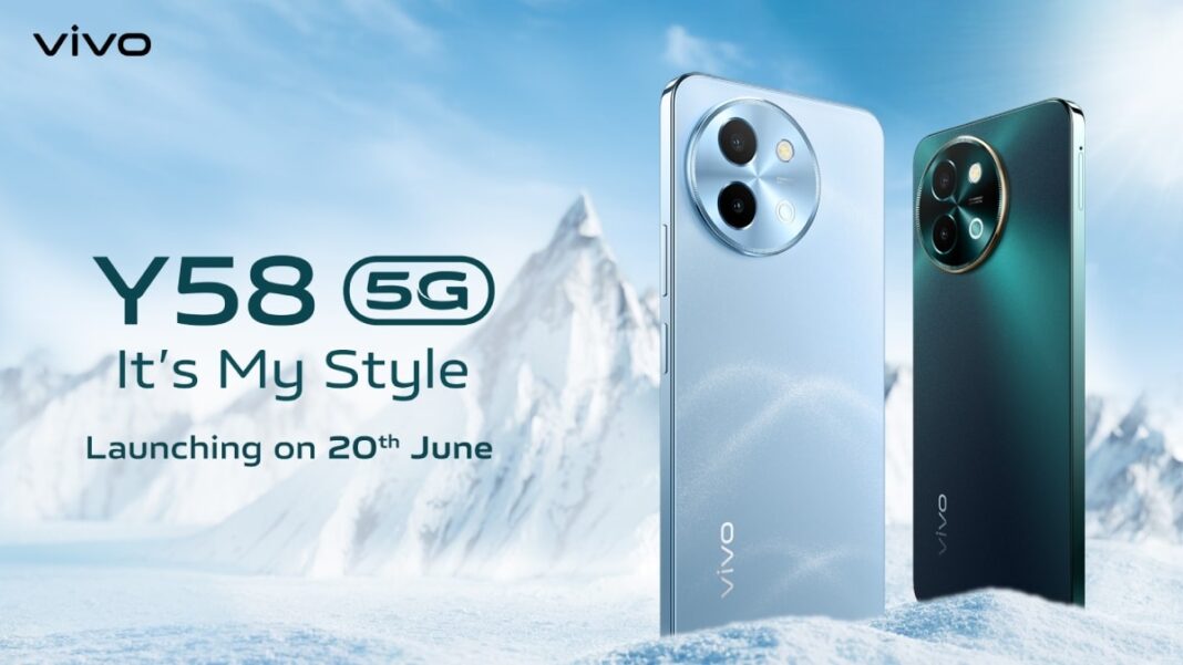 Vivo Y58 5G smartphones ad with launch date.
