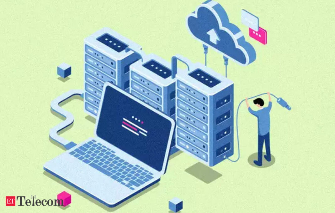 Illustrative data center and cloud computing concept image.