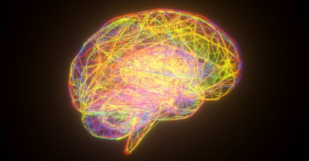 Colorful neural brain network illustration