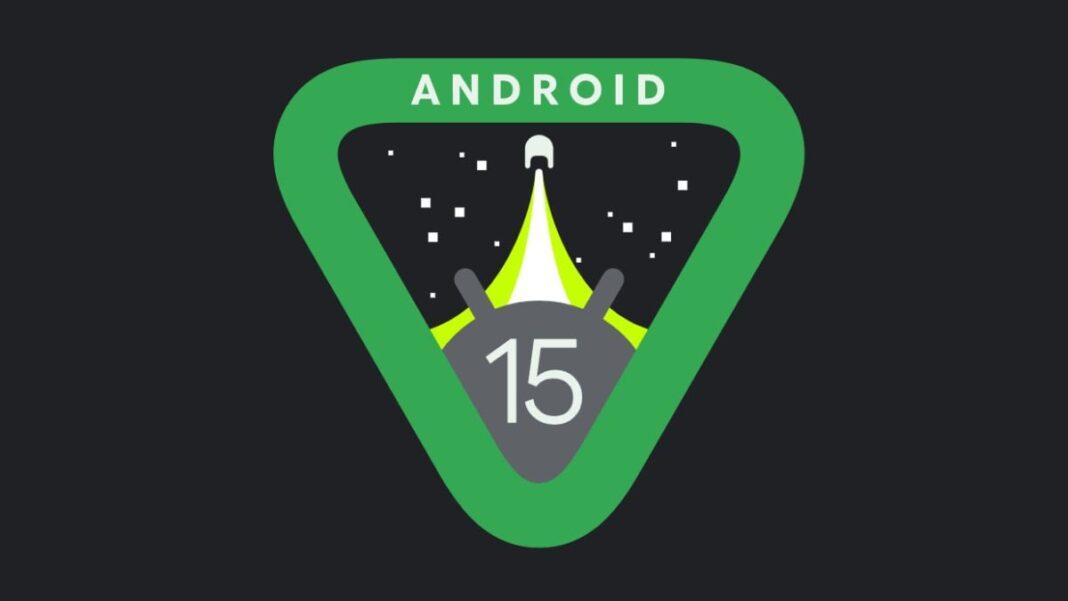 Android 15 logo with green and black colors.