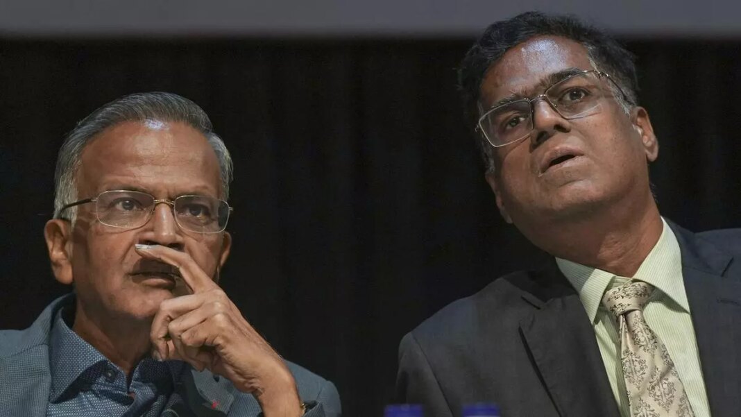 Two men looking thoughtfully during a conference.