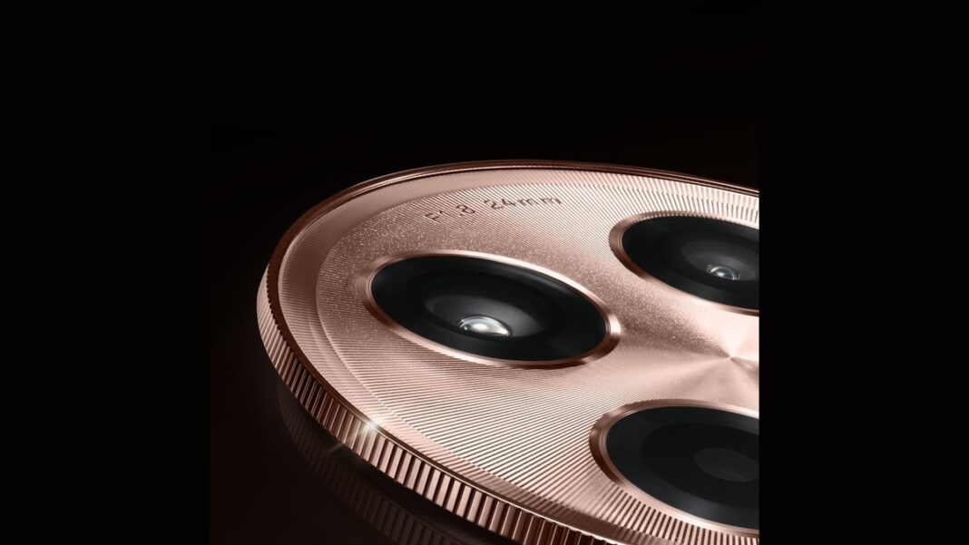 Close-up of a rose gold triple camera system