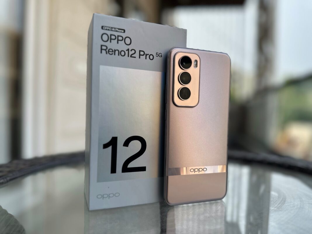 OPPO Reno12 Pro 5G smartphone with packaging on table