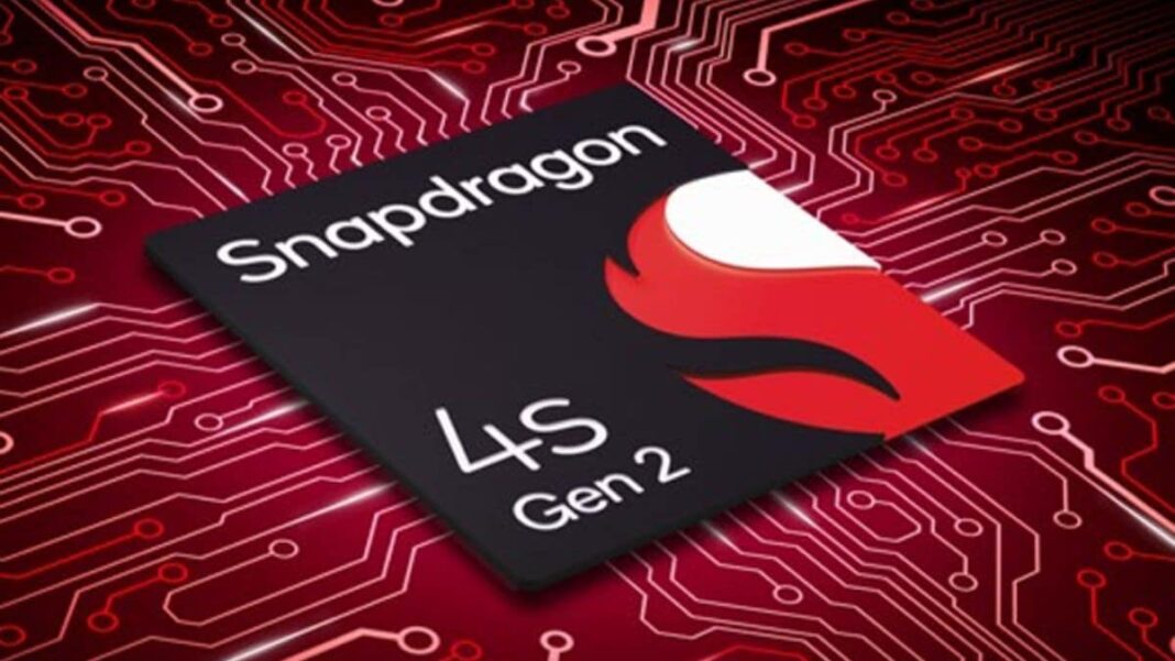 Snapdragon processor chip on a circuit background.