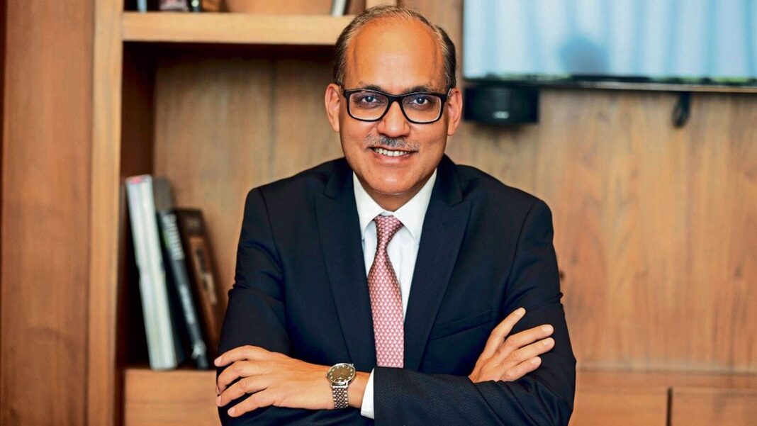 Businessman smiling in office setting