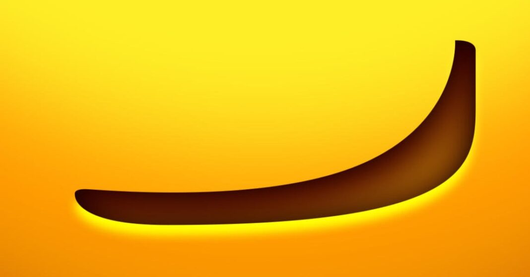 Abstract minimalist orange curved shape on yellow background