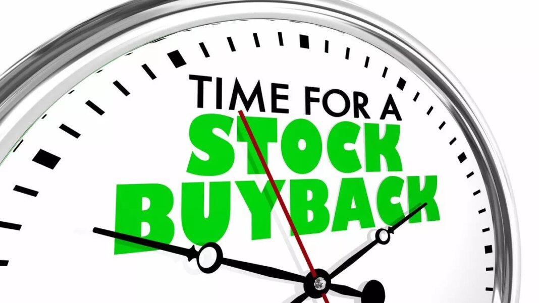 Clock indicating time for stock buyback event.