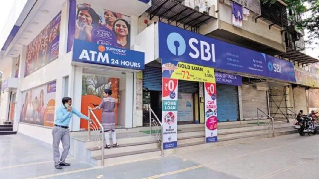 SBI bank branch exterior with ATM signage.