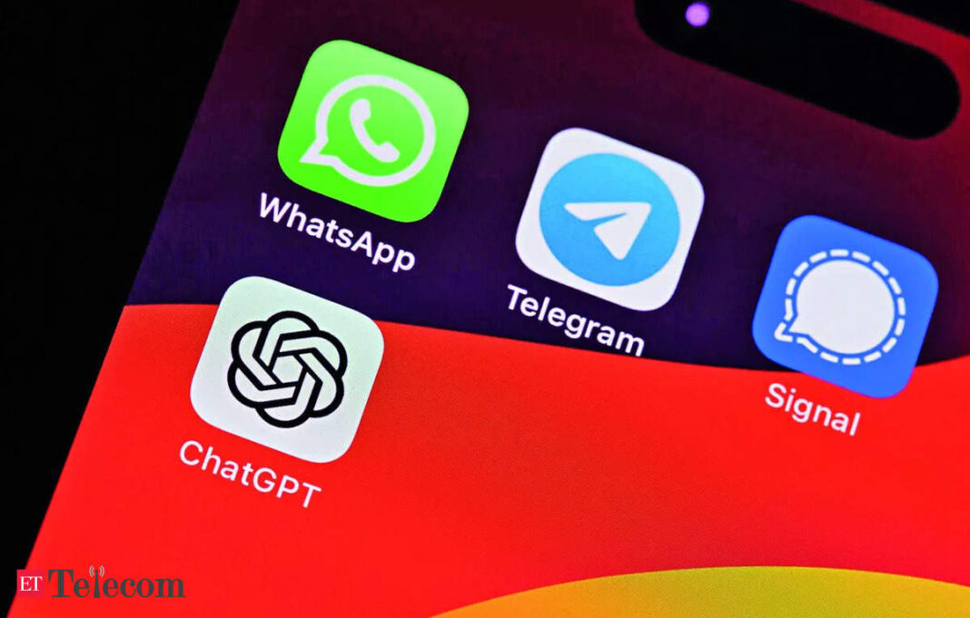 Messaging apps icons on smartphone screen