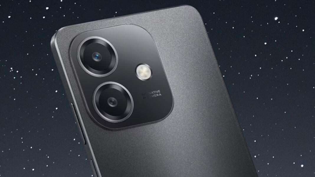 Smartphone dual camera system close-up with night sky background