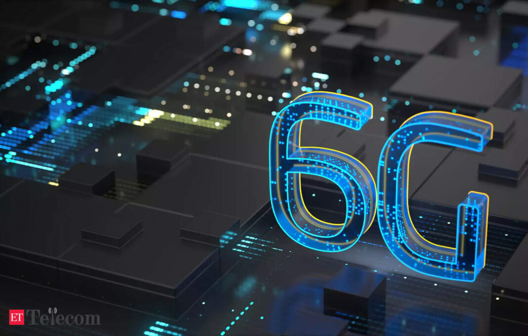 3D 5G network concept on circuit board.