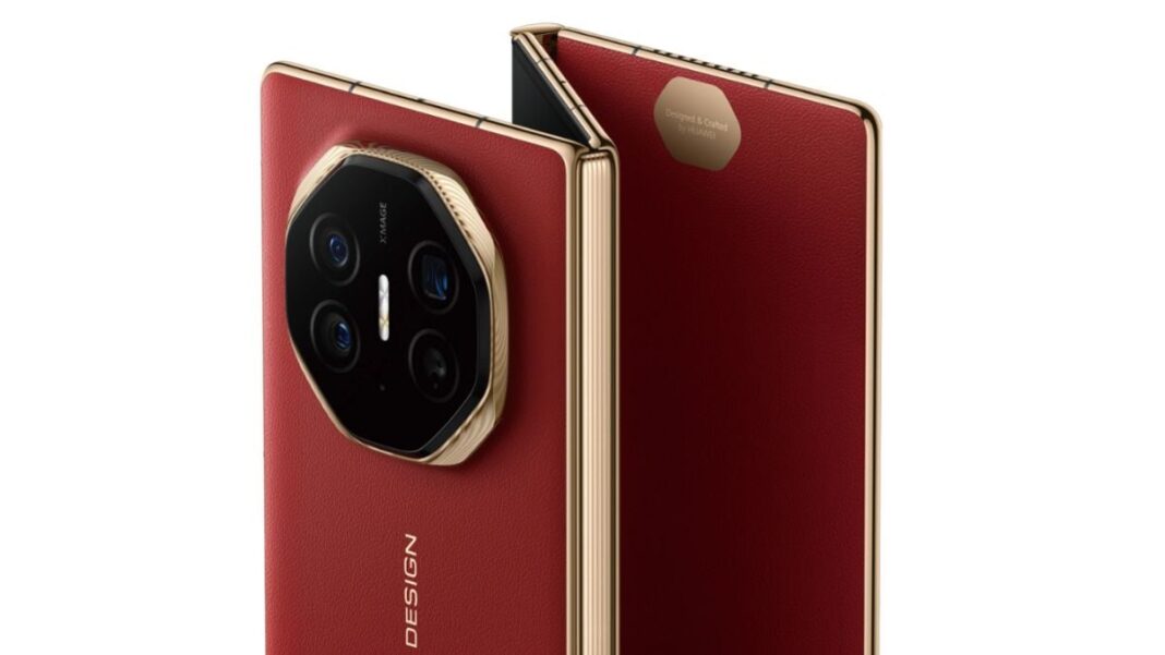 Luxury red smartphone with circular camera module.