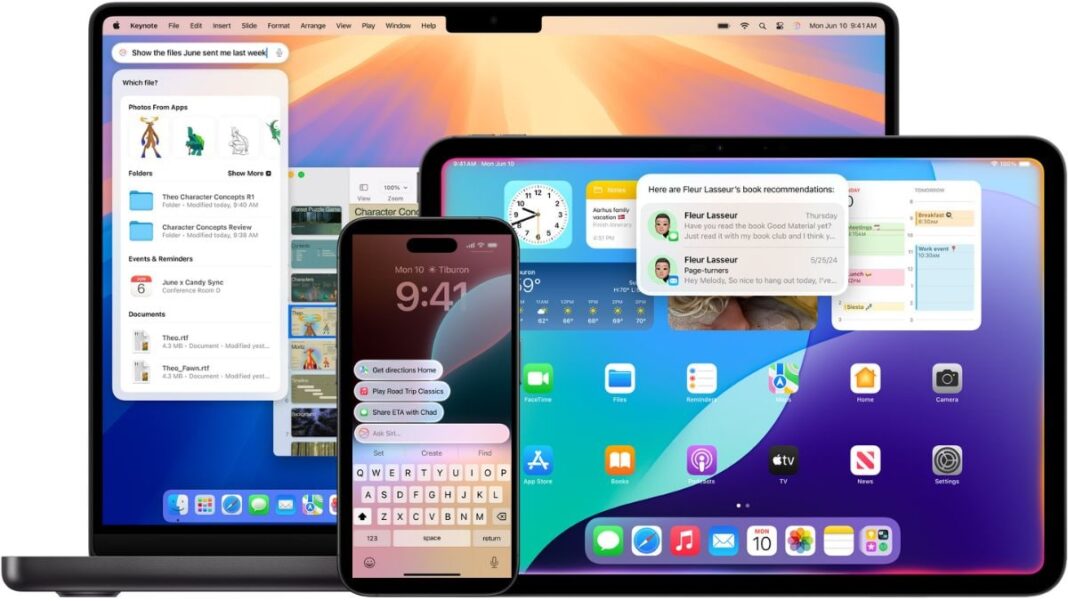 Apple devices showcasing interoperability features.