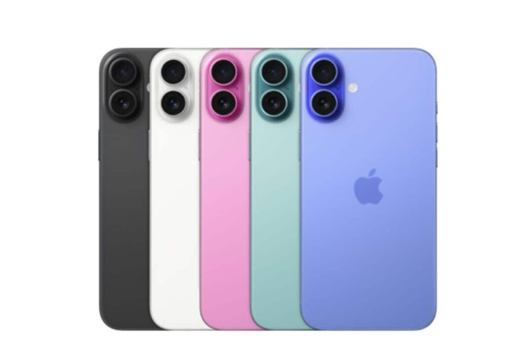 Colorful smartphones with dual camera setup.